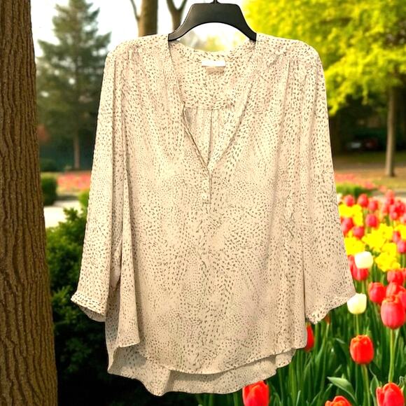 Dalia Popover Blouse Pink Gray Animal Print XL - Picture 1 of 7